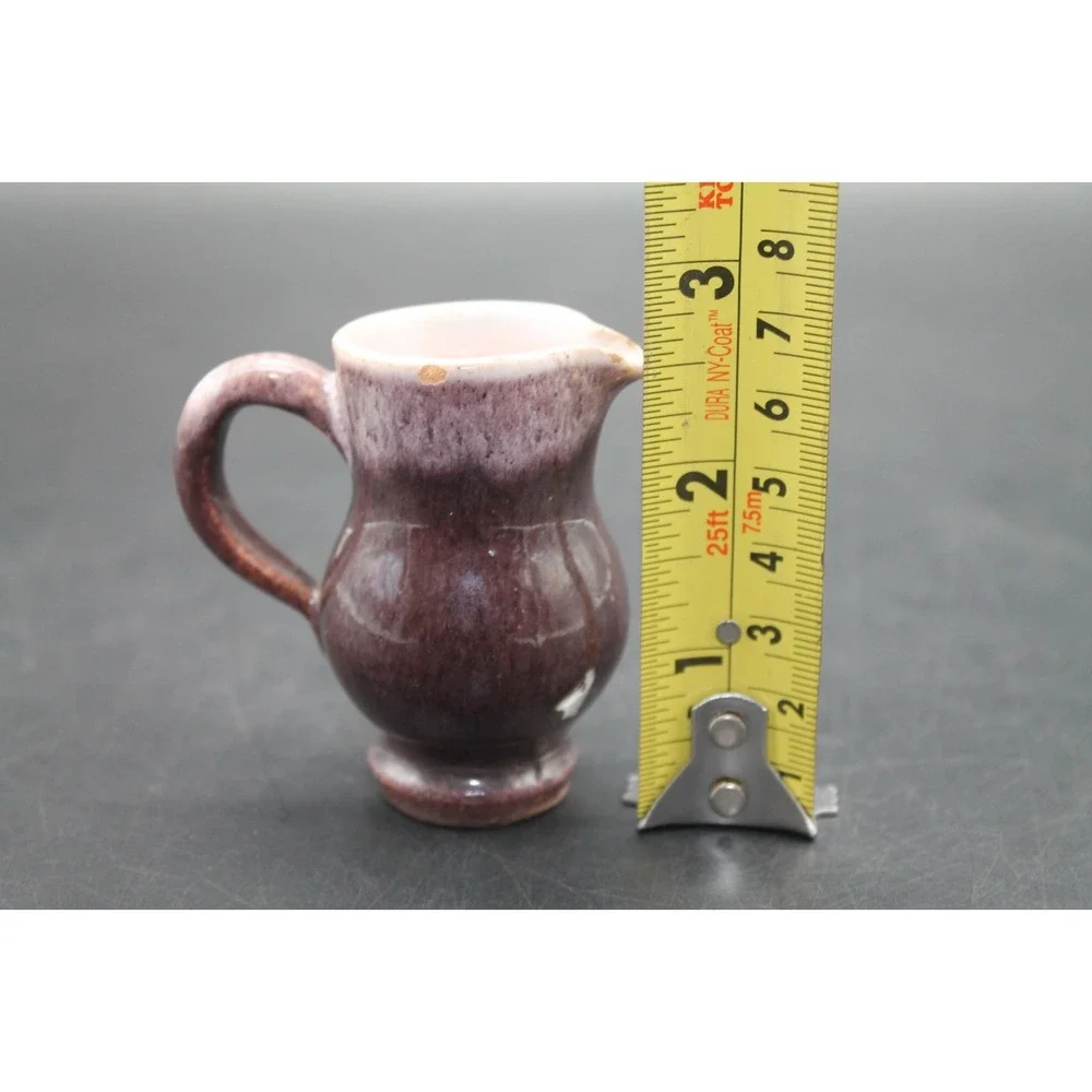Vintage Mini Pottery Creamer Purple Drip Glaze Stoneware Pitcher 2.75